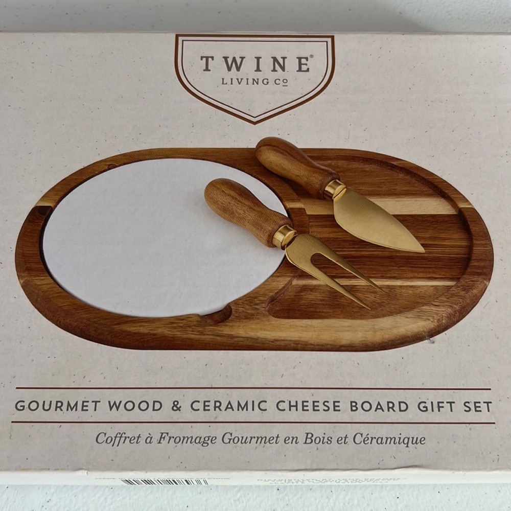 Gourmet wood and ceramic CHEESE BOARD SET